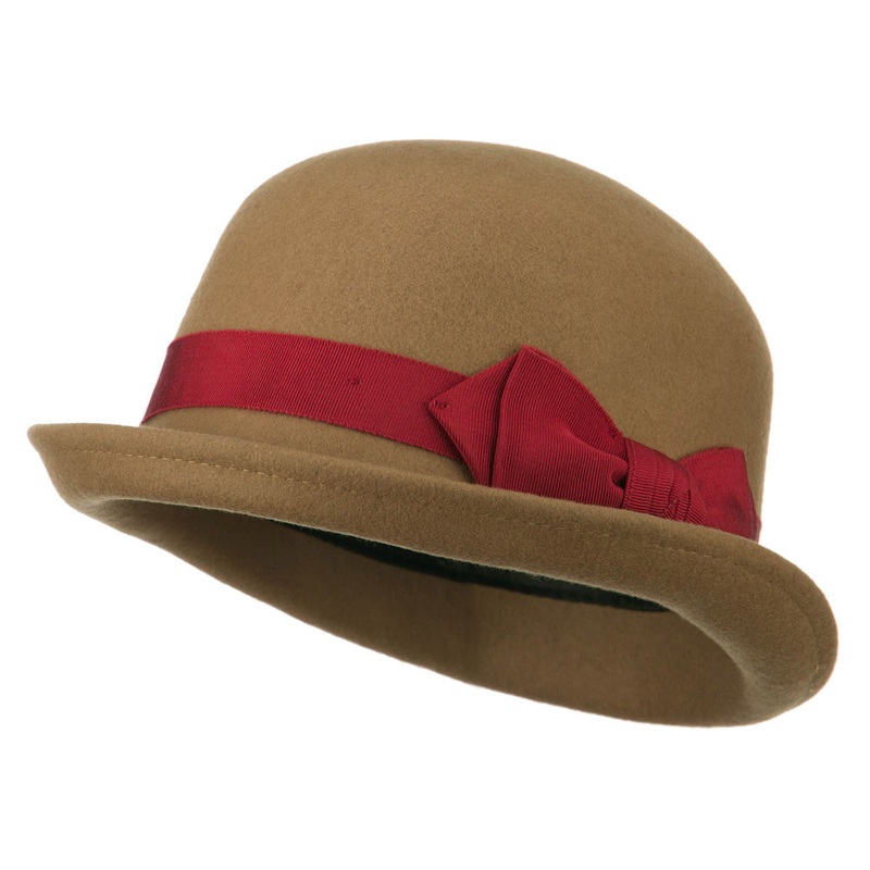 Women’s Wool Felt Bowler Camel One Size