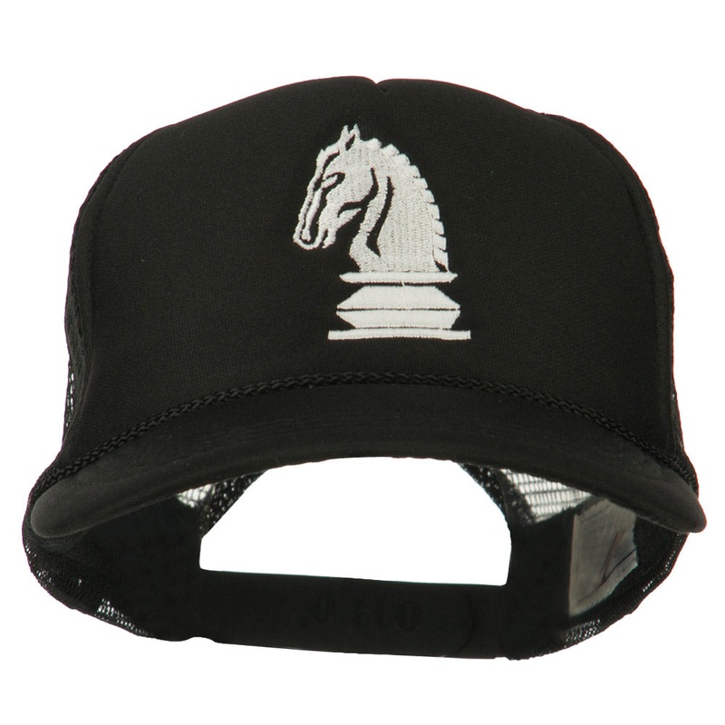 Youth Knight Chess Embroidered Mesh Cap Black One Size