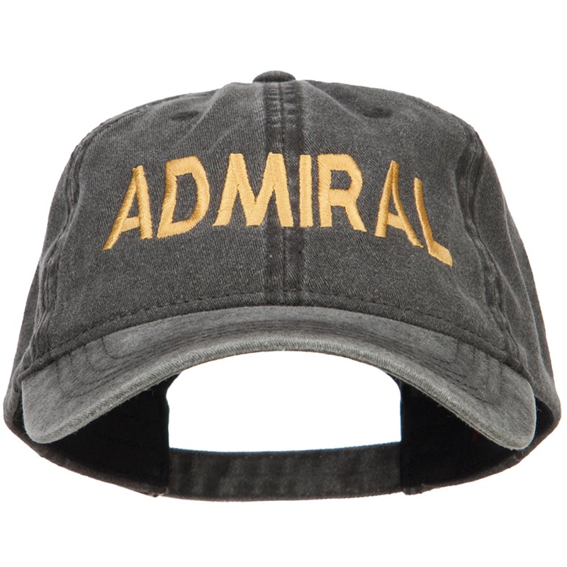 Admiral Embroidered Washed Buckle Cap Black One Size