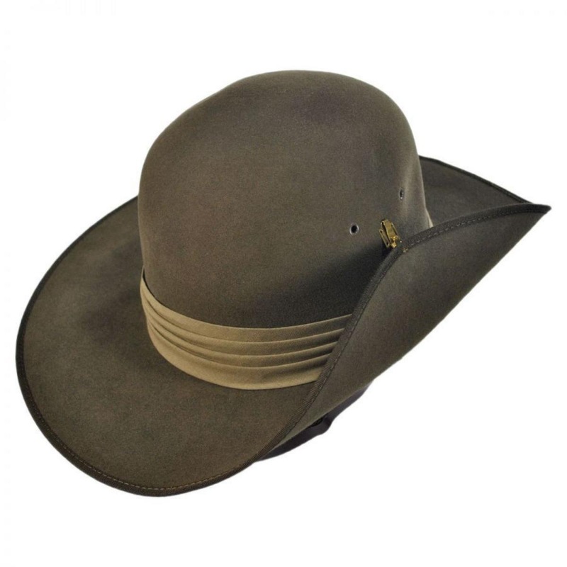 Aussie Slouch Open Crown Fur Felt Hat KHAKI 55cm