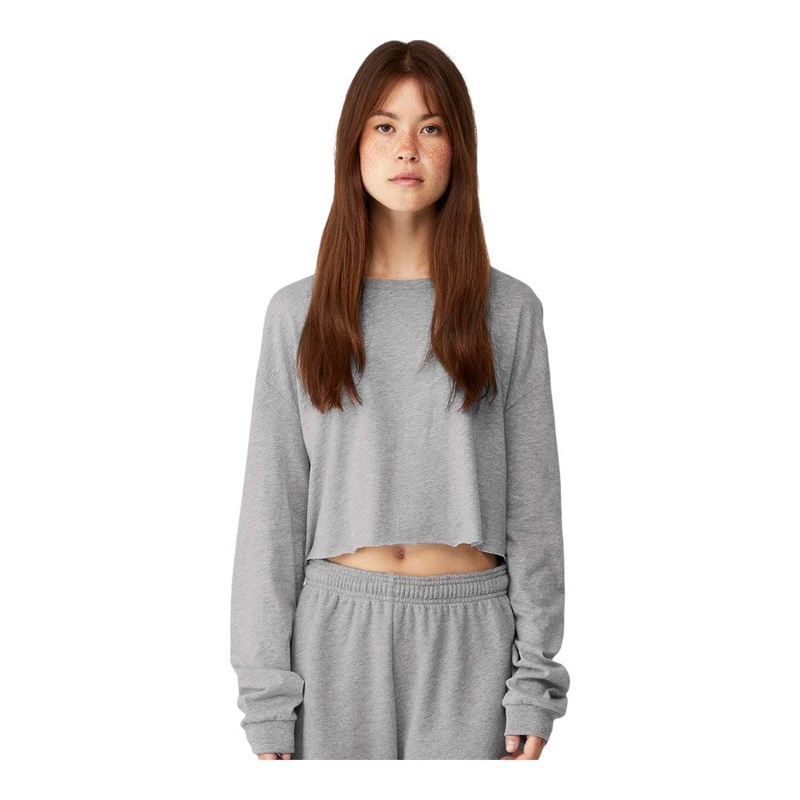 BELLA + CANVAS 6501 Womens FWD Fashion Crop Long Sleeve Tee White S