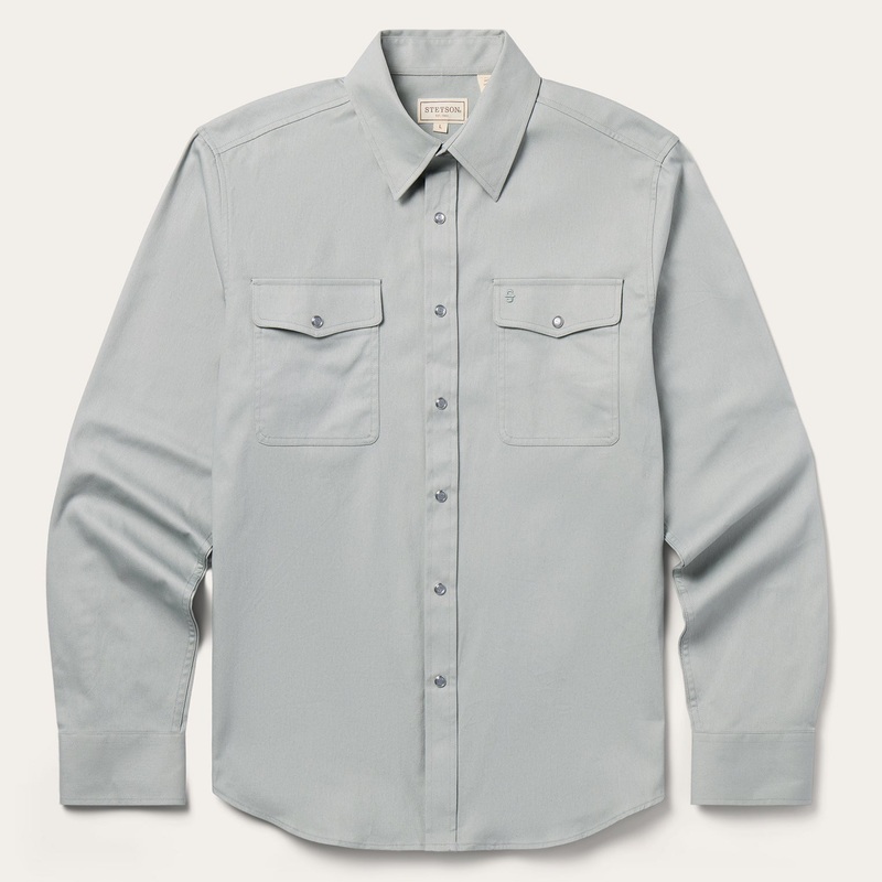 Brushed Twill Western Shirt Slate Green S