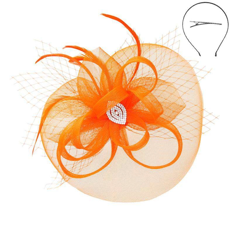 Gem Center Medium Fascinator – Sophia Collection Orange