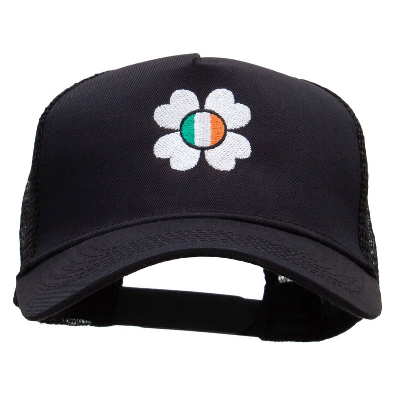 Happy Irish Five Panels Pro Style Trucker Mesh Cap Black One Size