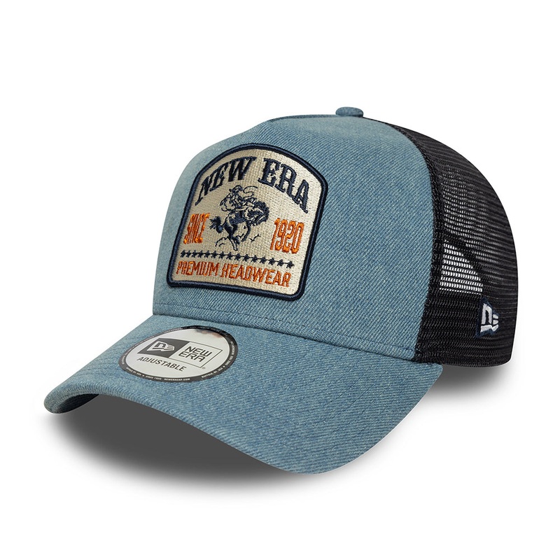 New Era A-Frame Trucker Cap – NE Denim Patch – Blue-Navy Adjustable