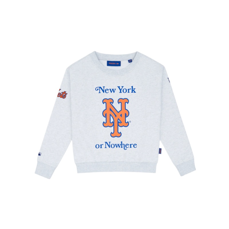 New York or Nowhere x New York Mets Youth Chrome White Crewneck S
