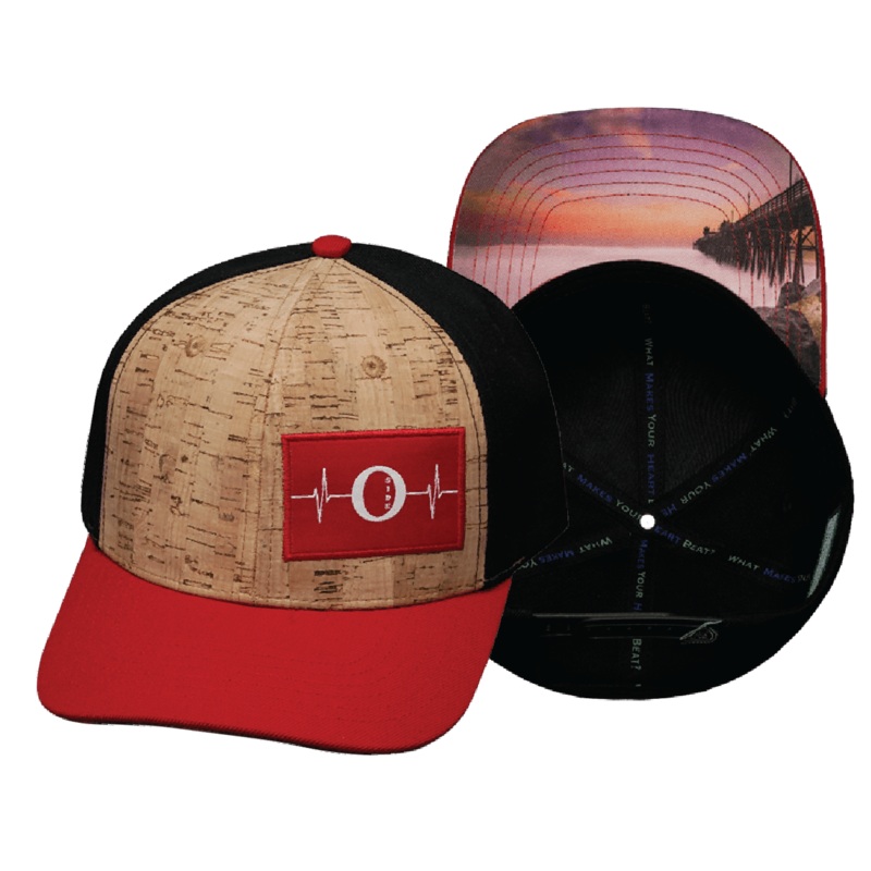 Oceanside “Oside” Hat – Baseball Hat Fit – Cork – Red / Black – Fabric Back