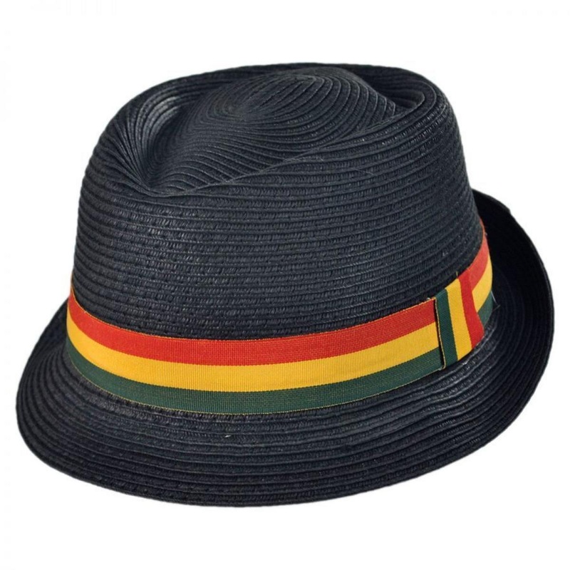 Rasta Toyo Straw Diamond Crown Fedora Hat RASTA M