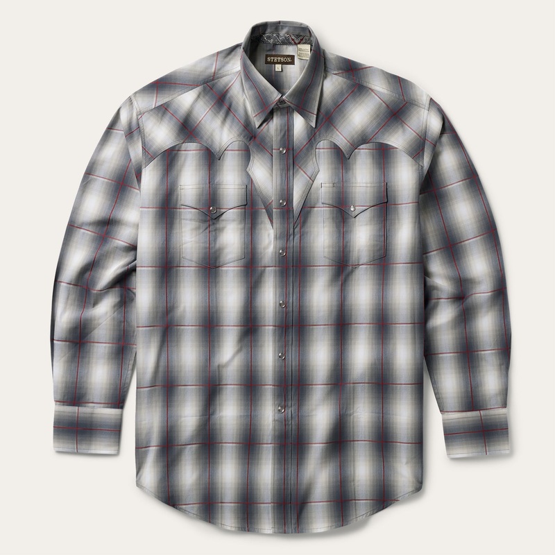 Smoke Ombre Western Shirt Grey S