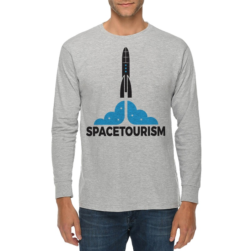 Spacetourism Graphic Long Sleeve Crewneck Tee Heather Grey XS