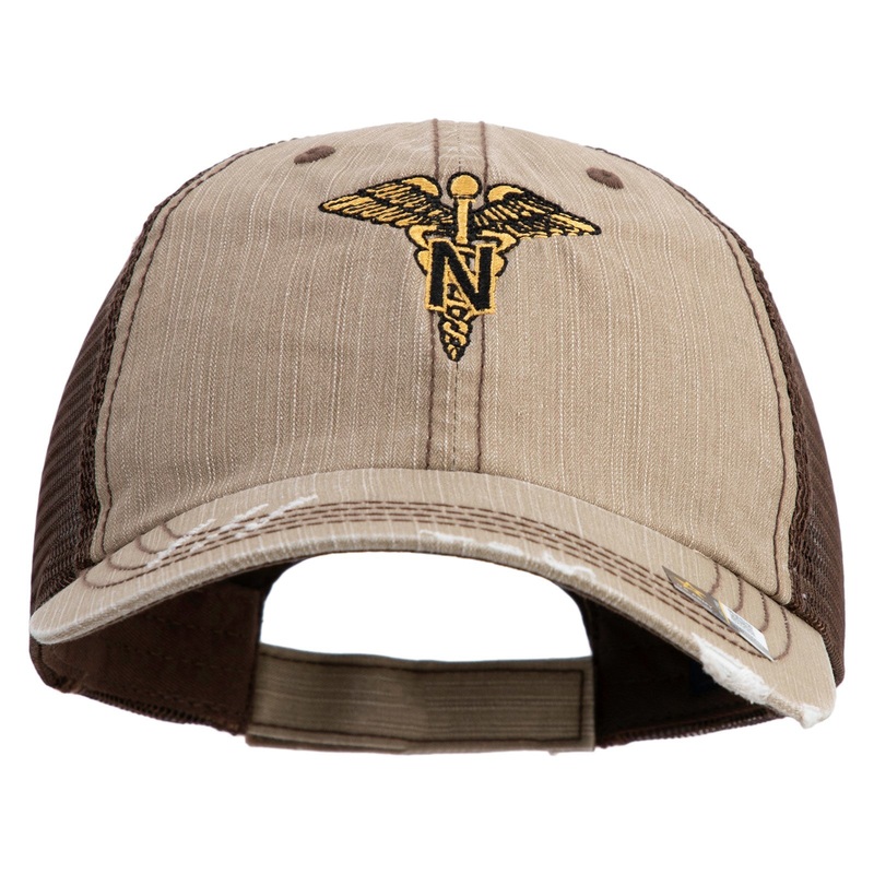 U.S. Army Nurse Corps Embroidered Low Profile Special Cotton Mesh Cap Khaki Brown One Size