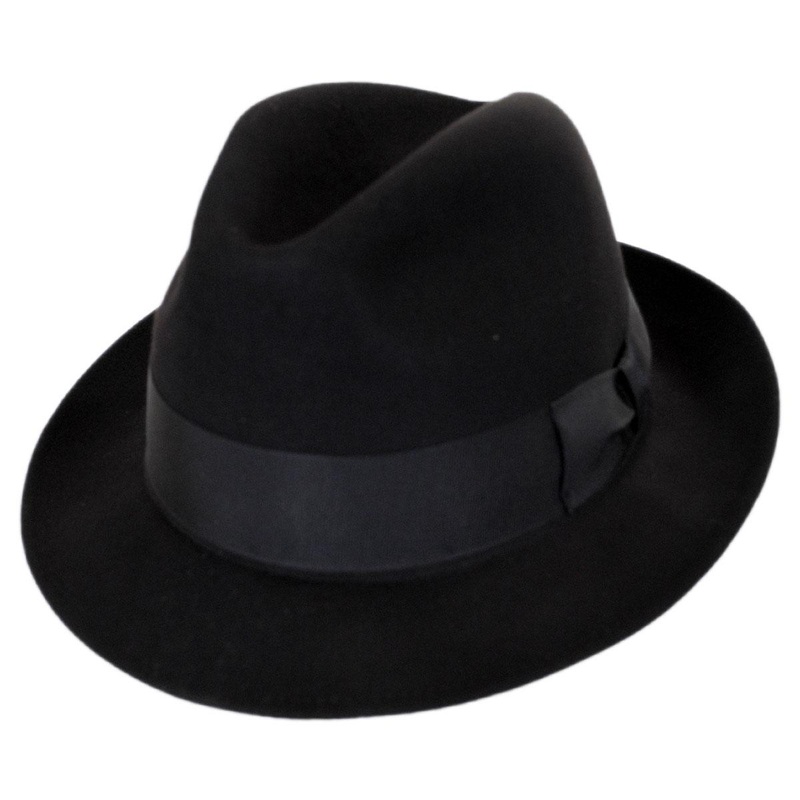 Ultimo Beaver Fur Felt Fedora Hat BLACK 54cm