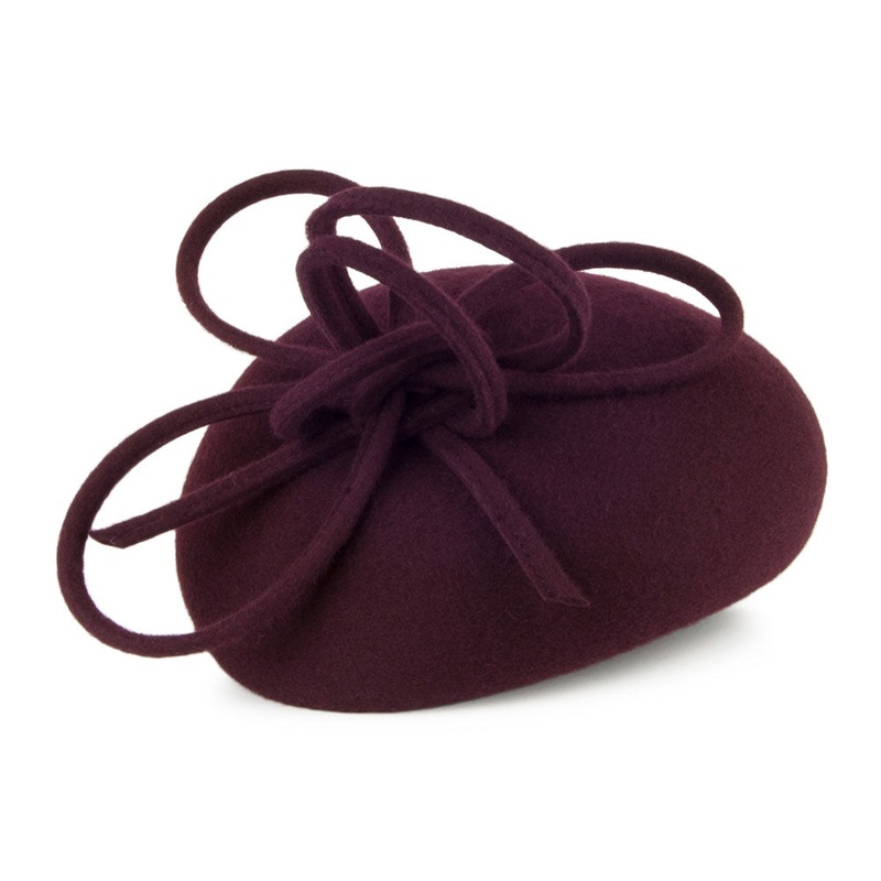 Whiteley Hats Rosey Wool Pillbox Hat with Swirl – Mulberry 1-Size