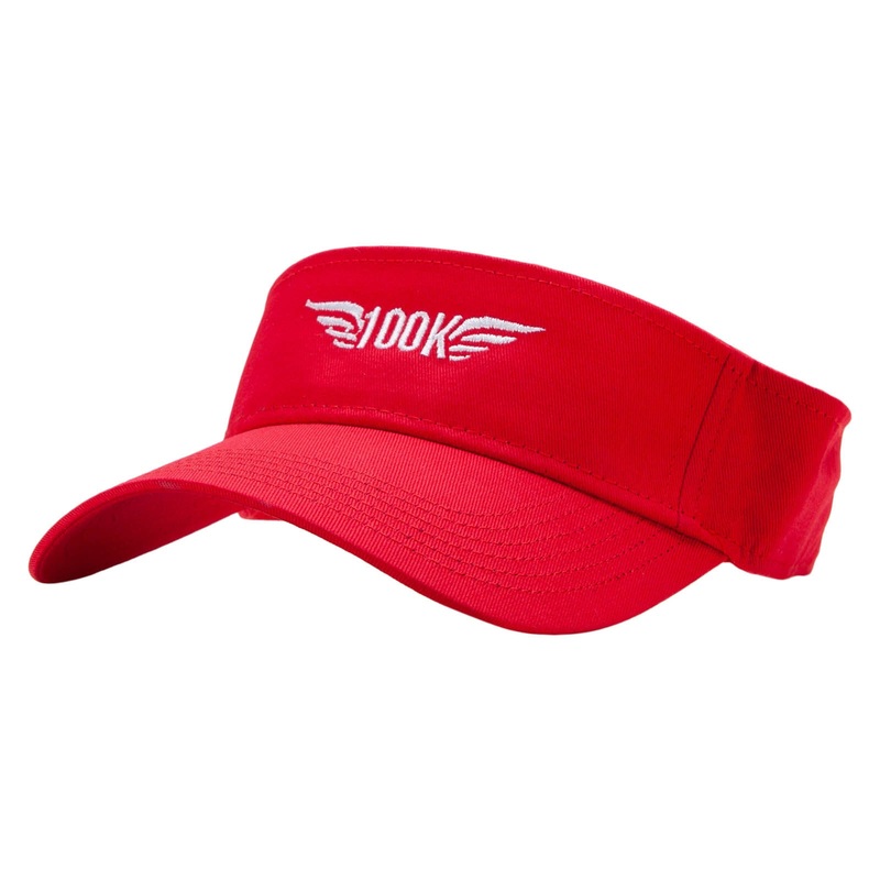 100k Embroidered Cotton Twill Sun Visor Red One Size
