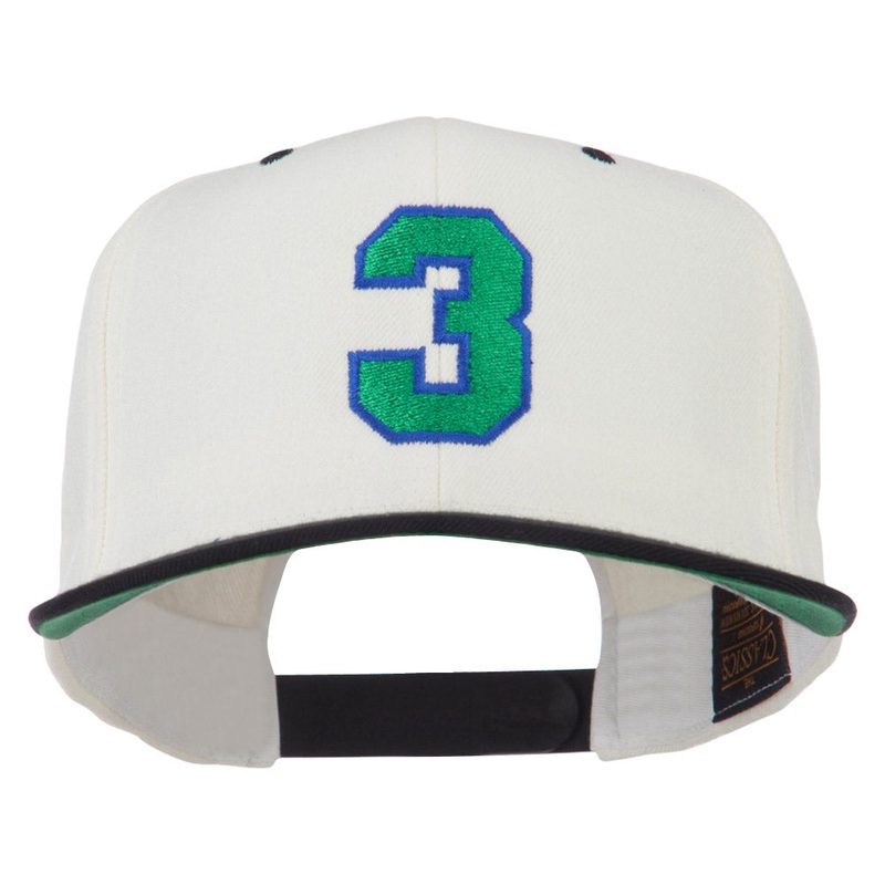 Athletic Number 3 Embroidered Classic Two Tone Cap Natural Black One Size