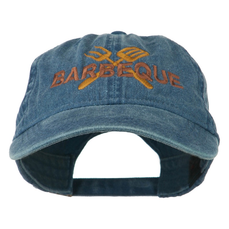 Barbeque Fork Spatula Embroidered Washed Cap Navy One Size
