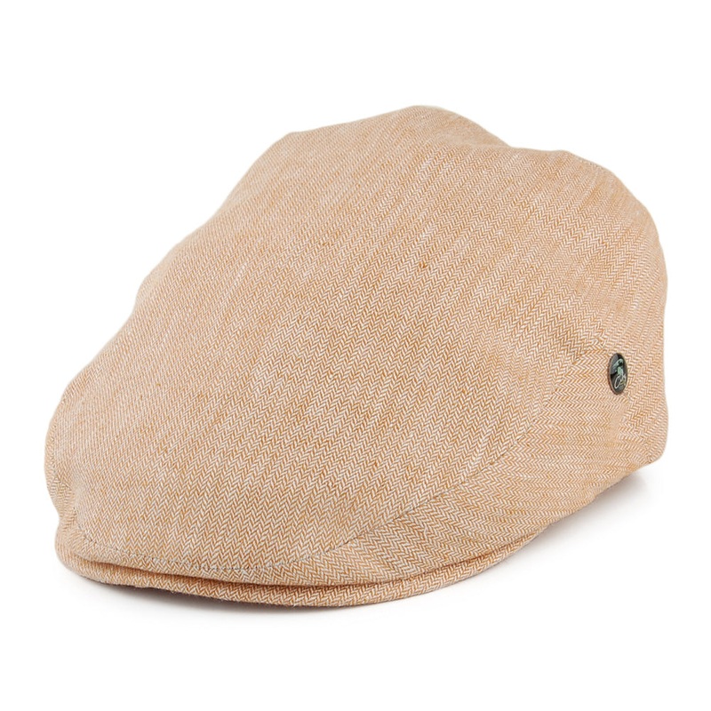 City Sport Micro Herringbone Linen Flat Cap – Burnt Orange S