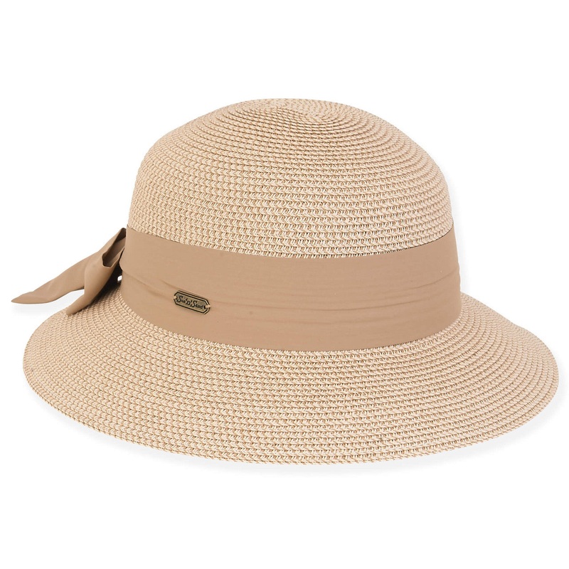 Classic Tweed Straw Sun Hat with Scarf – Sun ‘N’ Sand Hats Natural OS (57 cm)