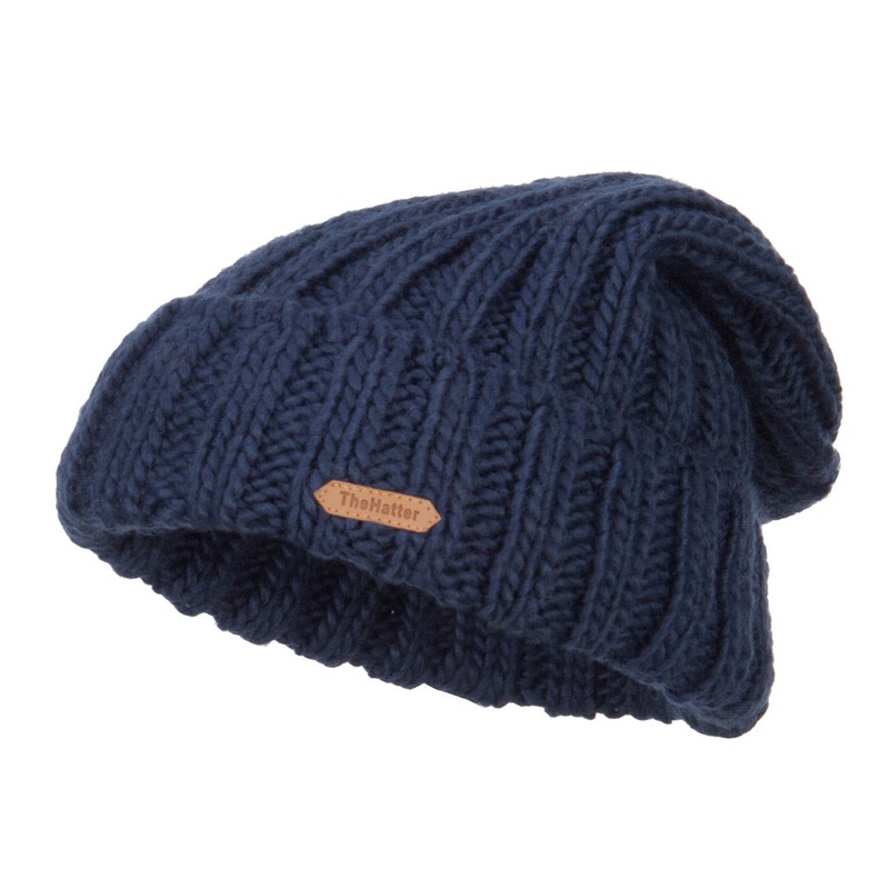 Deep Crown Cuff Long Beanie Navy One Size