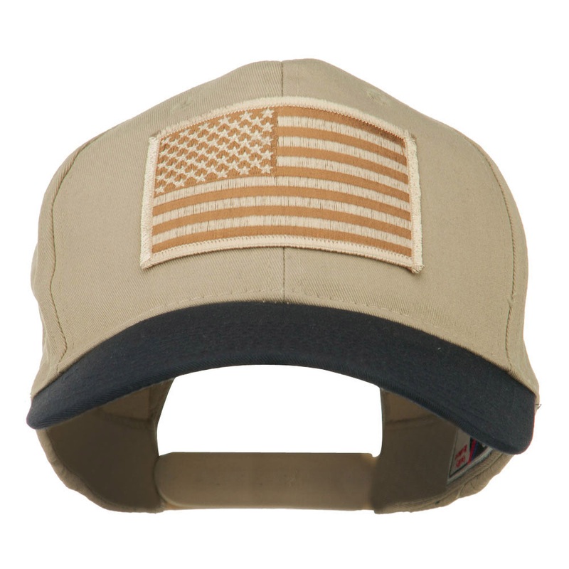 Desert American Flag Patched Two Tone High Cap Navy Khaki One Size