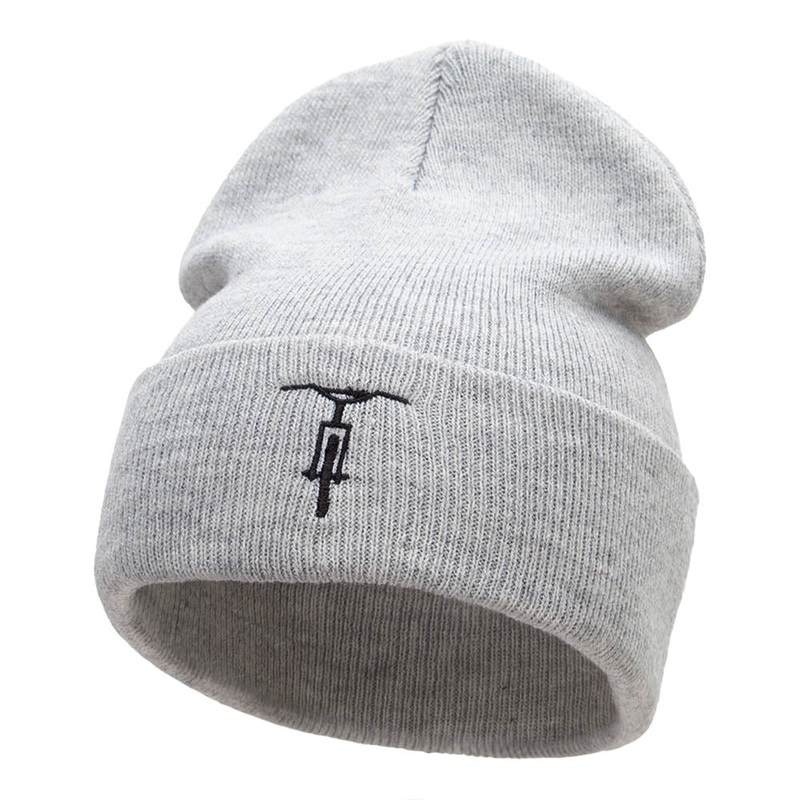 Freestyle Bike Embroidered 12 Inch Long Knitted Beanie Heather Grey One Size
