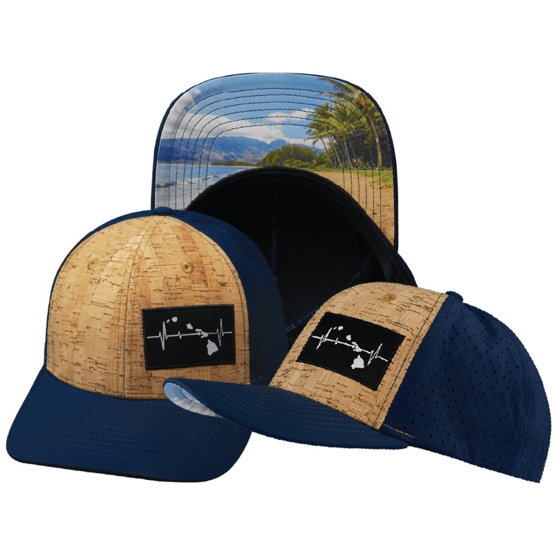 Hawaii Hat – Baseball Hat Fit – Cork – Navy – Laser Mesh