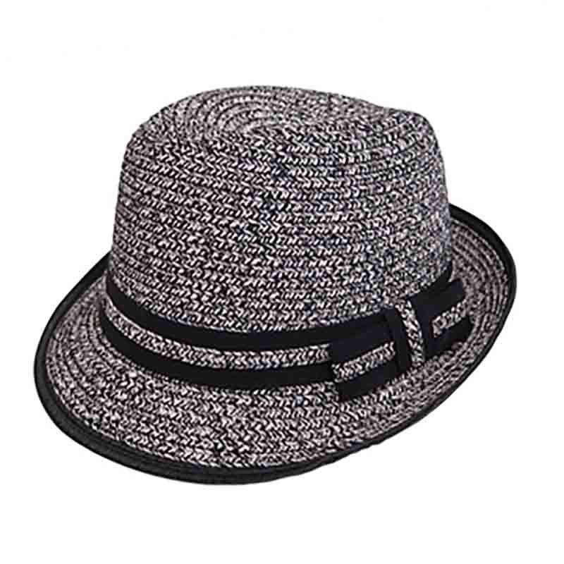 Junior Tweed Straw Fedora Hat – Boardwalk Style Hats Grey XS (53 cm)