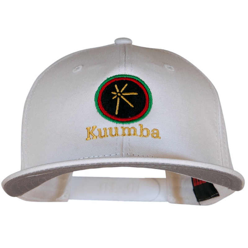 Kuumba Kwanzaa Embroidered Superior Cotton Twill Flat Bill Prostyle Snapback Cap White One Size
