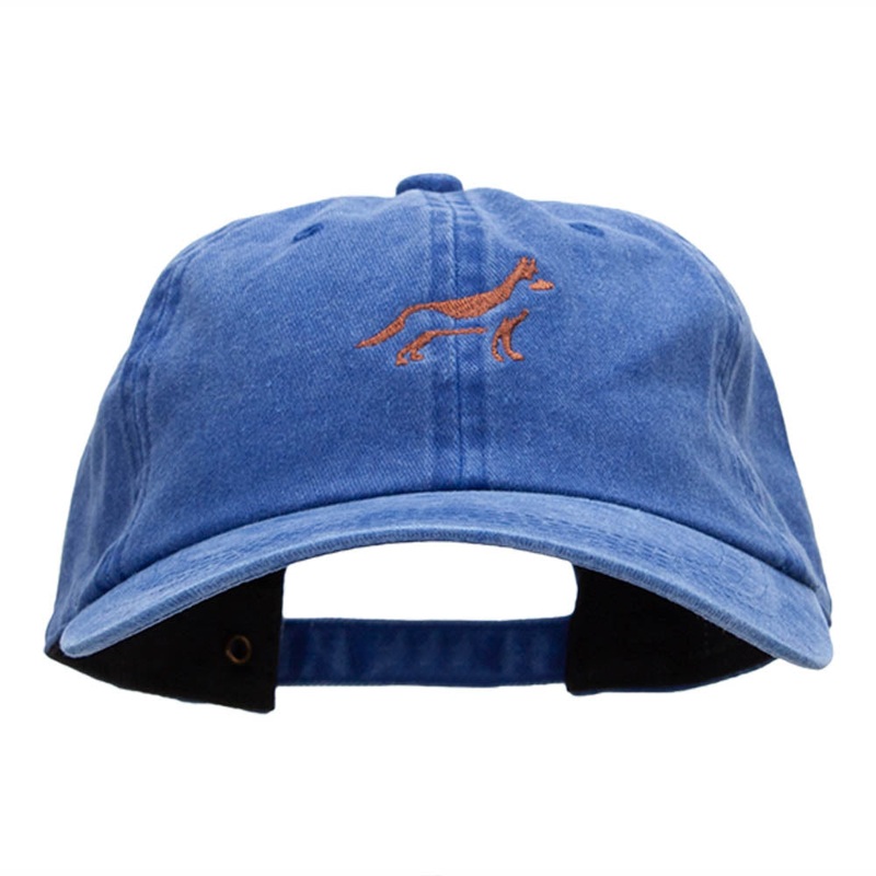 Minimal German Shepherd Embroidered Unstructured Cotton Cap Royal One Size