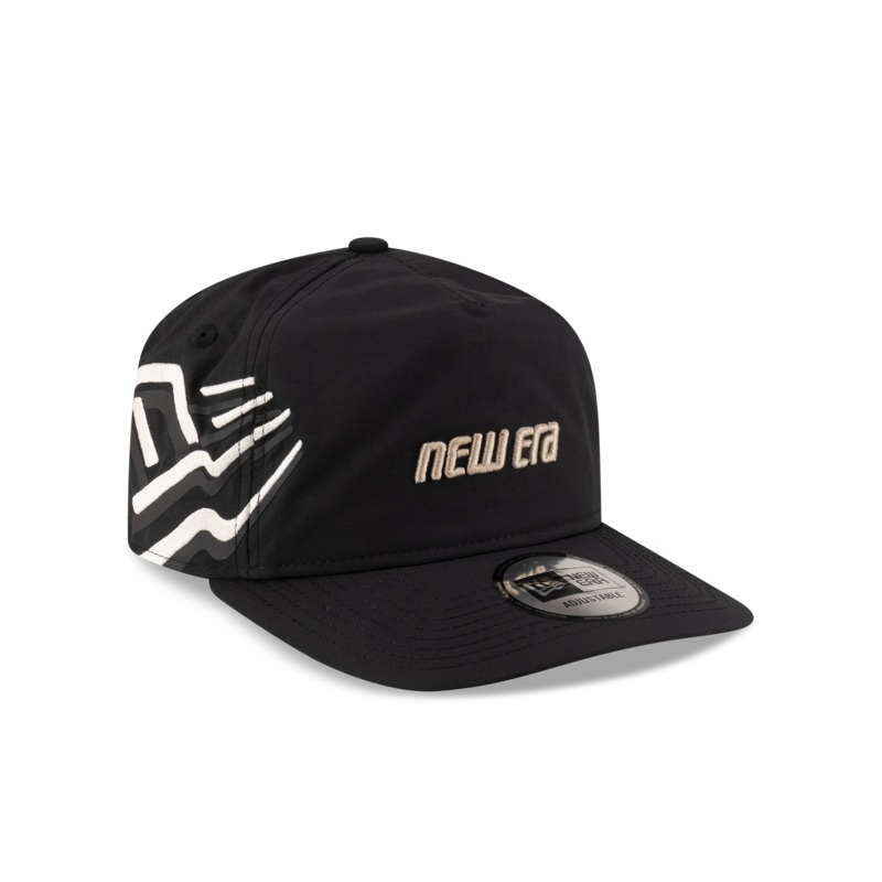 New Era Branded Raised Flag Black Golfer Hat One Size