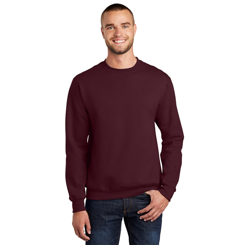 Port & Company PC90 Essential Fleece Crewneck Sweatshirt – Maroon Maroon S
