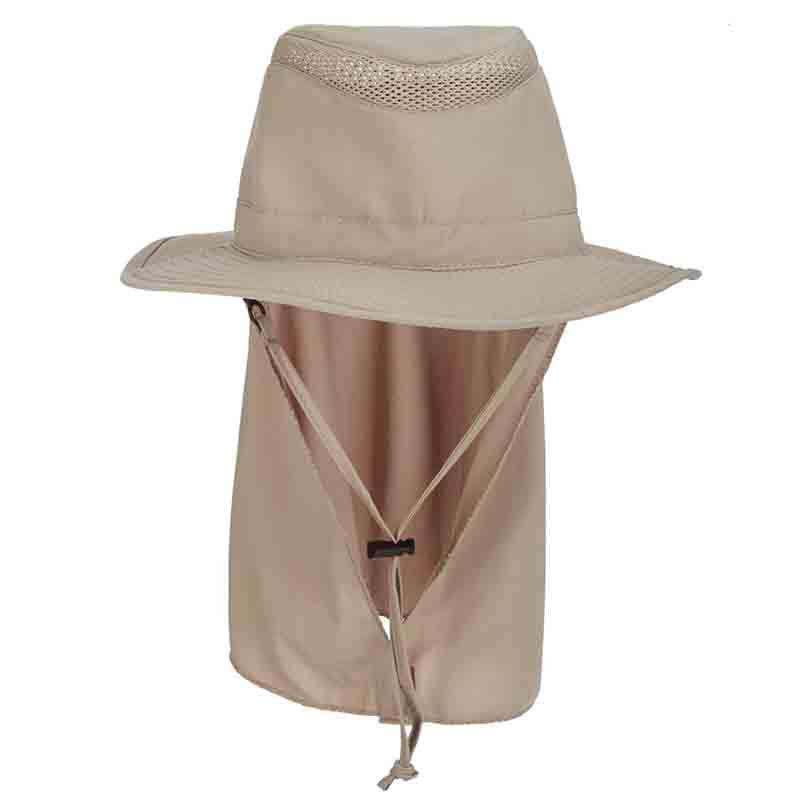 Reel In No Fly Zone Neck Flap Hiking Hat – Stetson Hats Khaki M (22 5/8″)