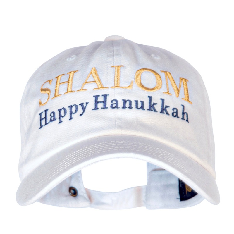 Shalom Happy Hanukkah Embroidered Unstructured Cotton Twill Washed Cap White One Size