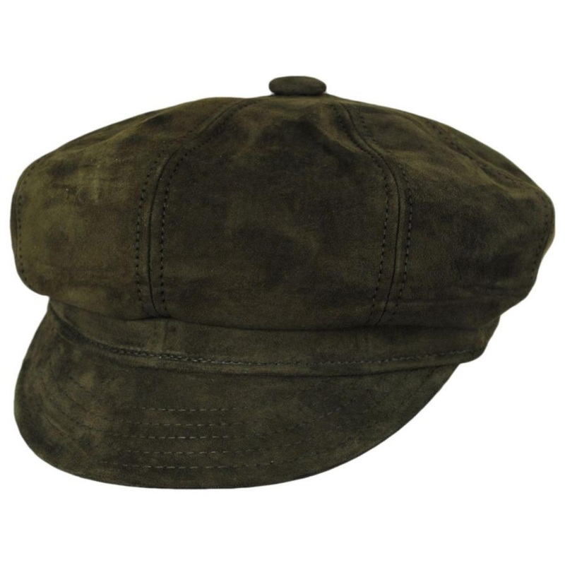Spitfire Suede Leather Newsboy Cap OLIVE S