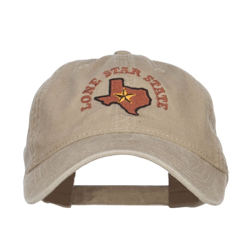 Texas Lone Star State Embroidered Cap Khaki One Size