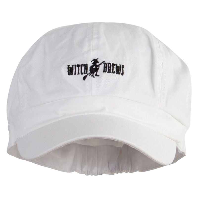 Witch Brews Embroidered Cotton Elastic Newsboy Cap White One Size