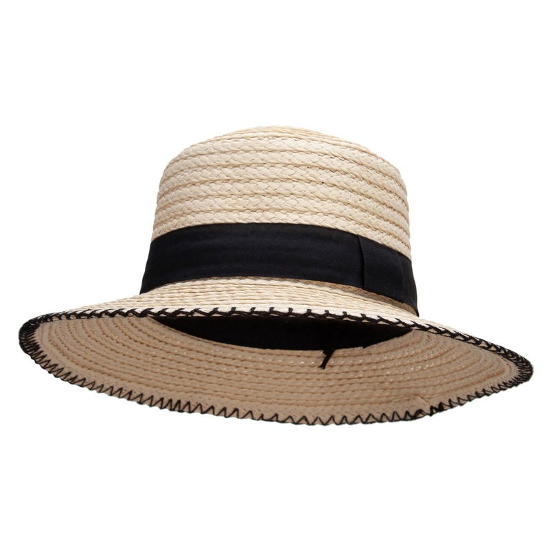 Women’s Toyo Braid Boater Style 3.5″ Brim Hat Natural One Size