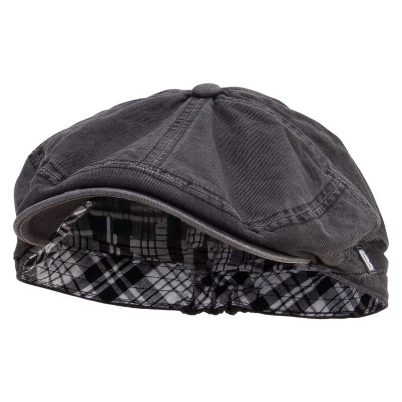 Big Size 6 Panel Pigment Dyed 8 Quarter Applejack Ivy Cap Black XL-2XL