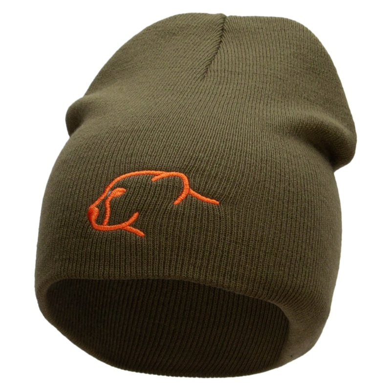 Cheetah Face Embroidered 8 inch Acrylic Short Blank Beanie Olive One Size