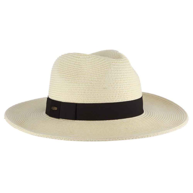 Classic Wide Brim Straw Safari Hat – Scala Hats Ivory OS (57 cm)