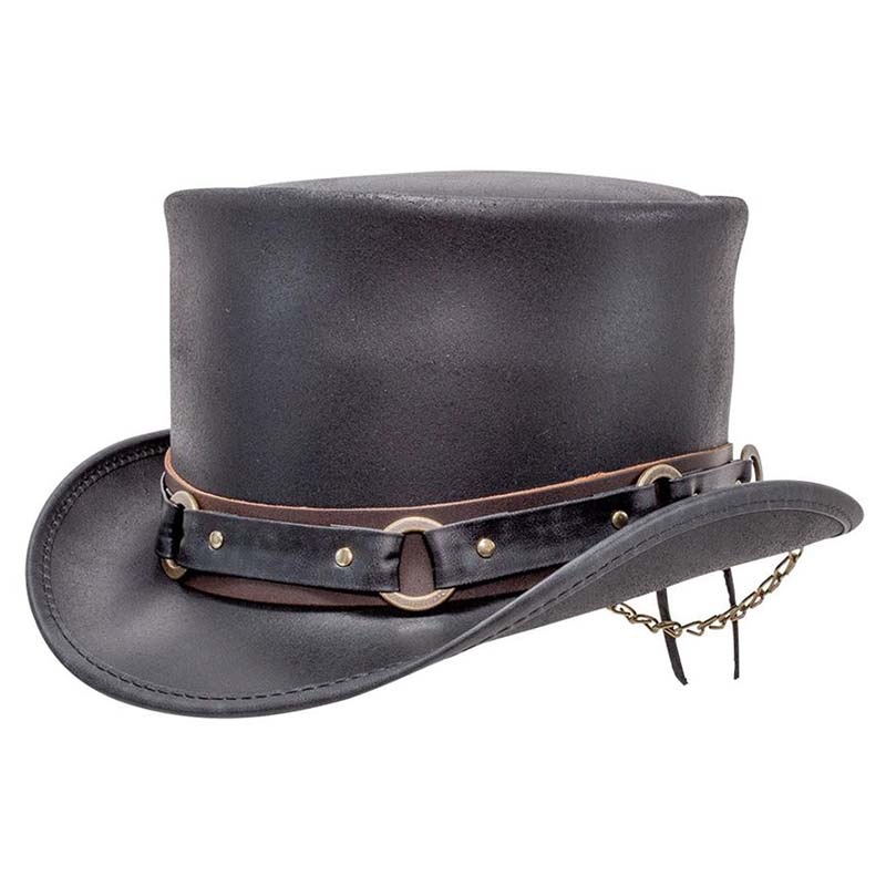El Dorado Leather Top Hat with SR2 Band, Black – VooDoo Hatter Black Small
