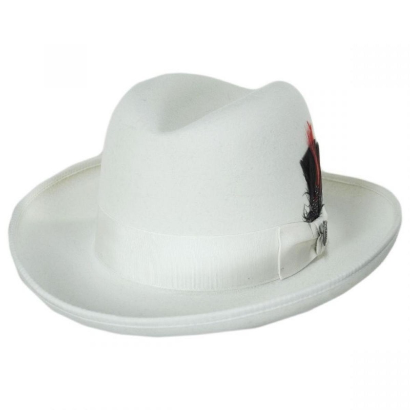Fleetwood Wool Felt Homburg Hat WHITE 6 7/8