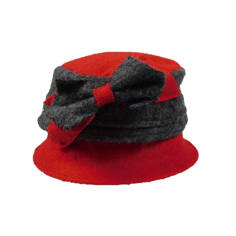 Little Two Tone Cloche with Bow Red