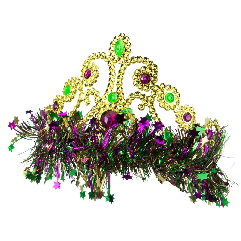 Mardi Gras Crown Headband Green Yellow One Size