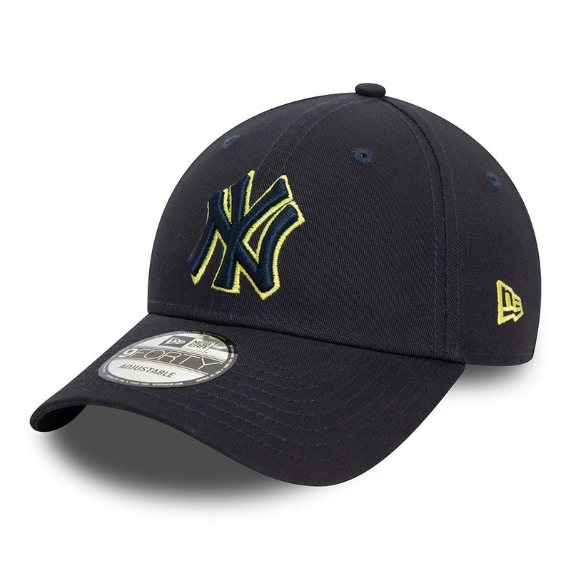 New Era 9FORTY New York Yankees Baseball Cap – MLB Team Outline – Navy-Lime Adjustable