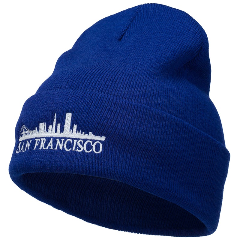 San Francisco Skyline Embroidered Cuffed Long Beanie Royal One Size
