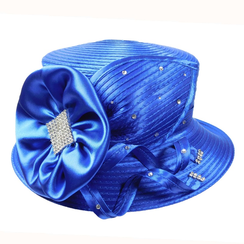 Satin Braid Dress Hat with Rhinestones Champagne