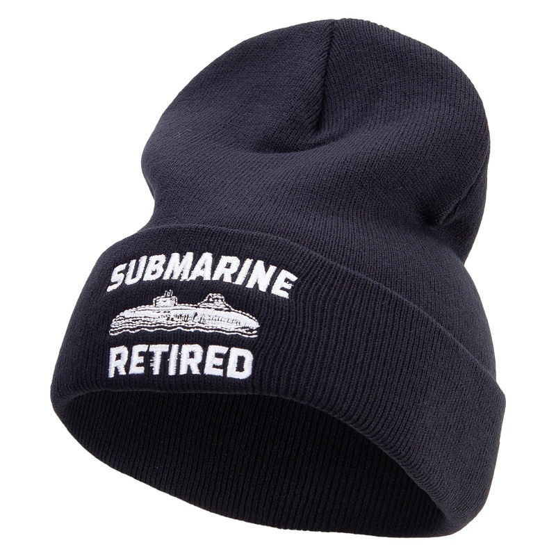 Submarine Retired Embroidered 12 Inch Solid Long Beanie Made in USA Black One Size
