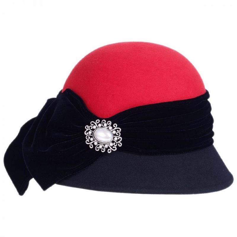 Two-Tone Wool Felt Cloche – Made to Order RED ONE SIZE FITS MOST