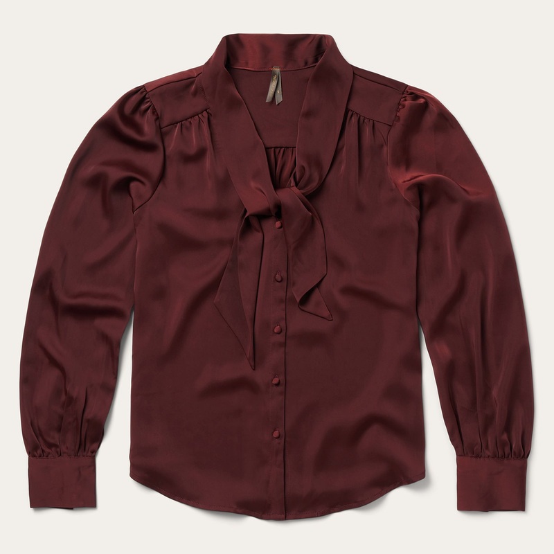 Wine Satin Blouse Red XS